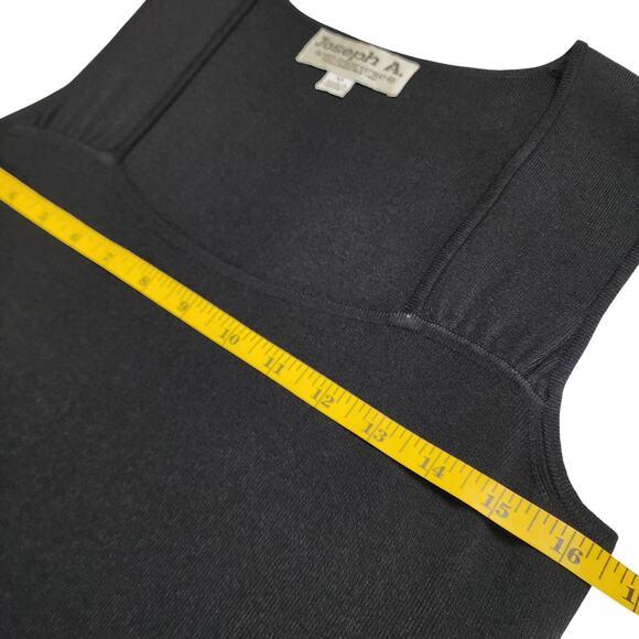 Joseph A Womens Vintage Ribbed Square Neck Tank Top Size Medium Black Stretch - Picture 8 of 8